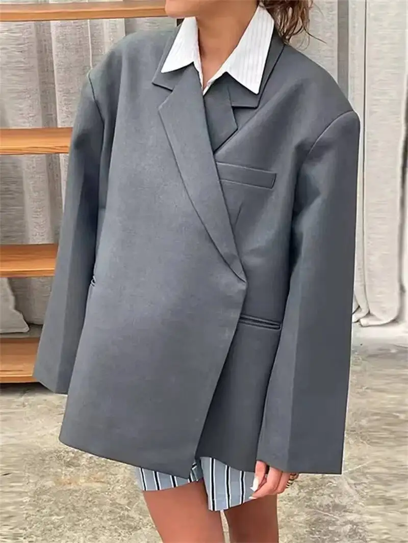 Fashion Women Blazers Long Sleeve Lapel Side Button Suit Jacket 2026 Spring Notched Ladies Office Workwear Outwear