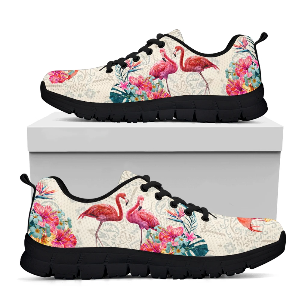 INSTANTARTS Trendy Flamingo Print Lightweight Outdoor Lace-up Shoes Black Sole Casual Shoes Summer Breathable Outdoor Sneakers image 3
