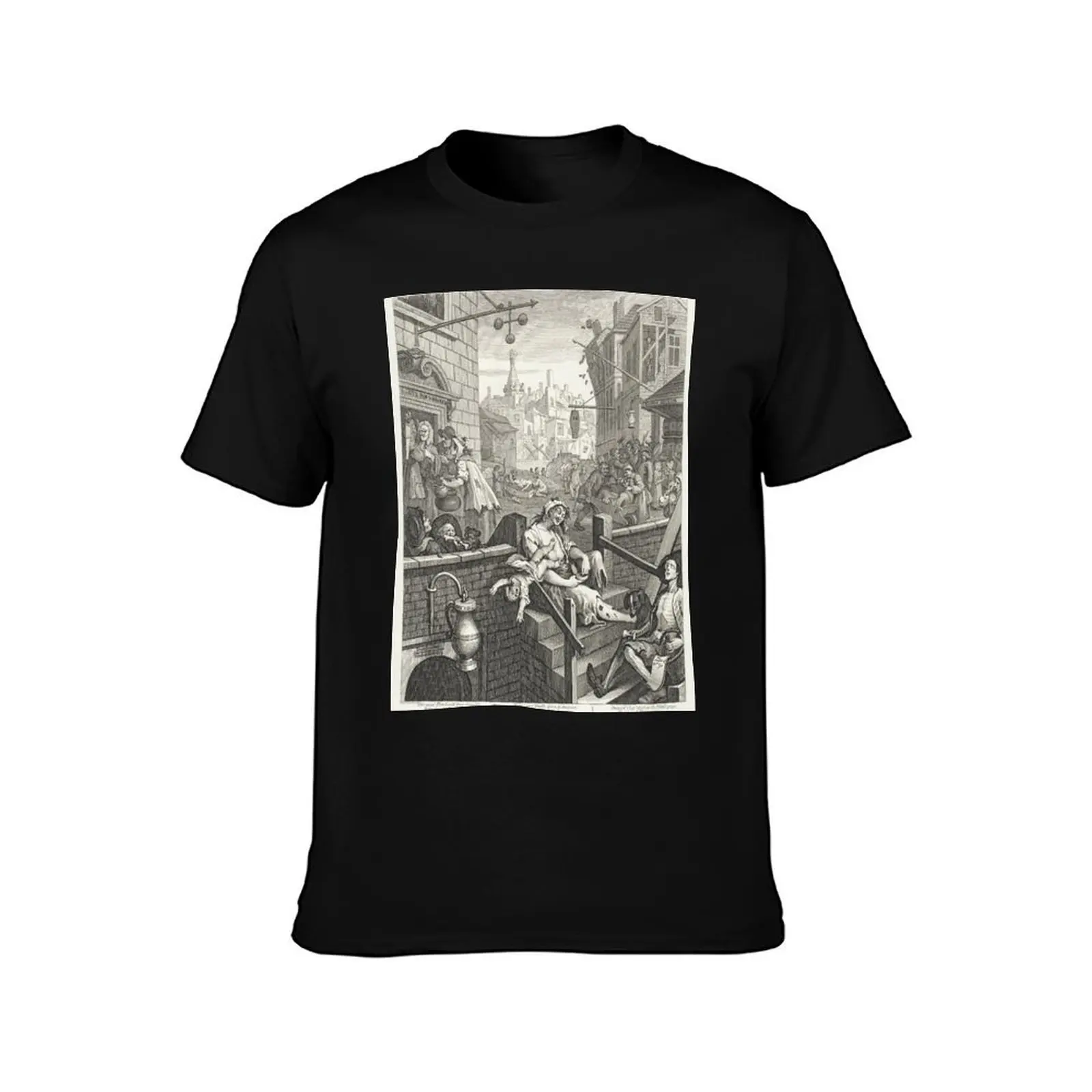 Gin Lane - William Hogarth (1697-1764) - 18th century engraving print T-Shirt Running Performance Short Sleeve Tee T-Shirt