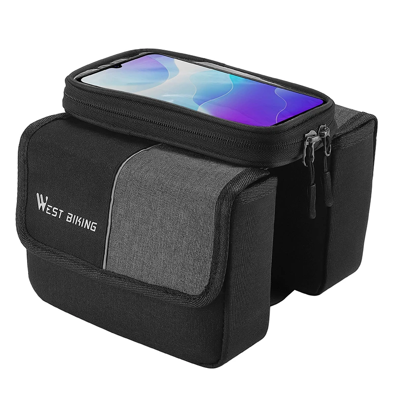 AliExpress West Biking WEST BIKING 3 In 1 Bicycle Front Frame Bag Touch Screen Top Tube Phone Bag Bike Tool Holder Double Pouch Bag MTB Accessories