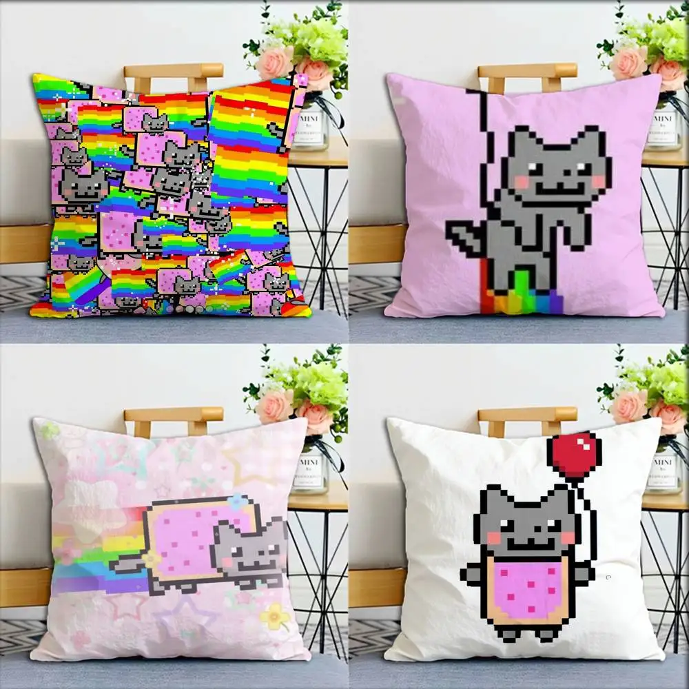 

Cute rainbow Nyan Cat World Various Sizes Square Pillow Case For Car Home Bedchamber Decor
