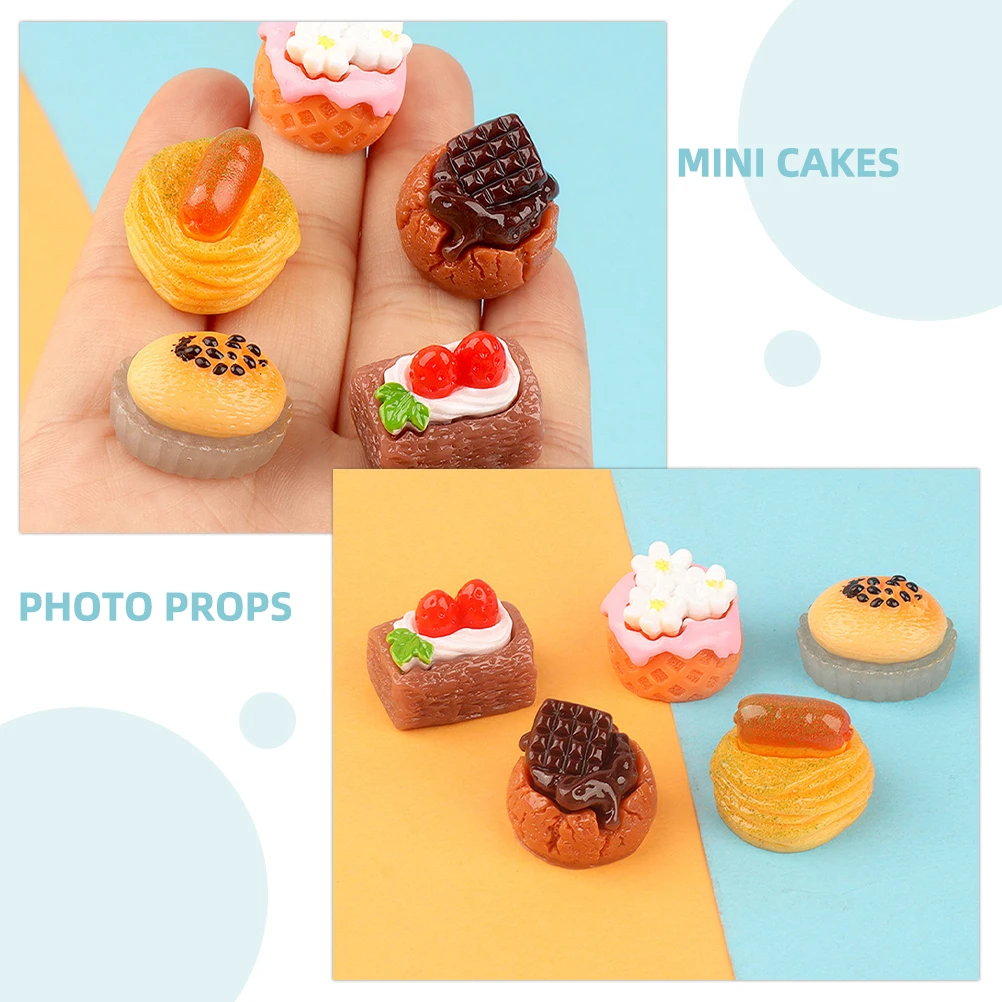 

18pcs Miniature Cake Simulated Fruit Set Decorative Fake Dessert Props Mini Kitchen Scene Toy Model Ornament