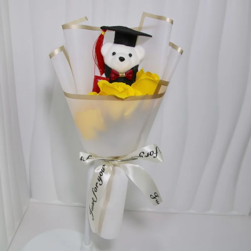 Bouquet d'ours tournesol Chic, jouet Rose, dessin animé, joli ours, cadeau de remise de diplôme pour la journée des enseignants, Bouquet d'animaux, cérémonie de remise de diplôme