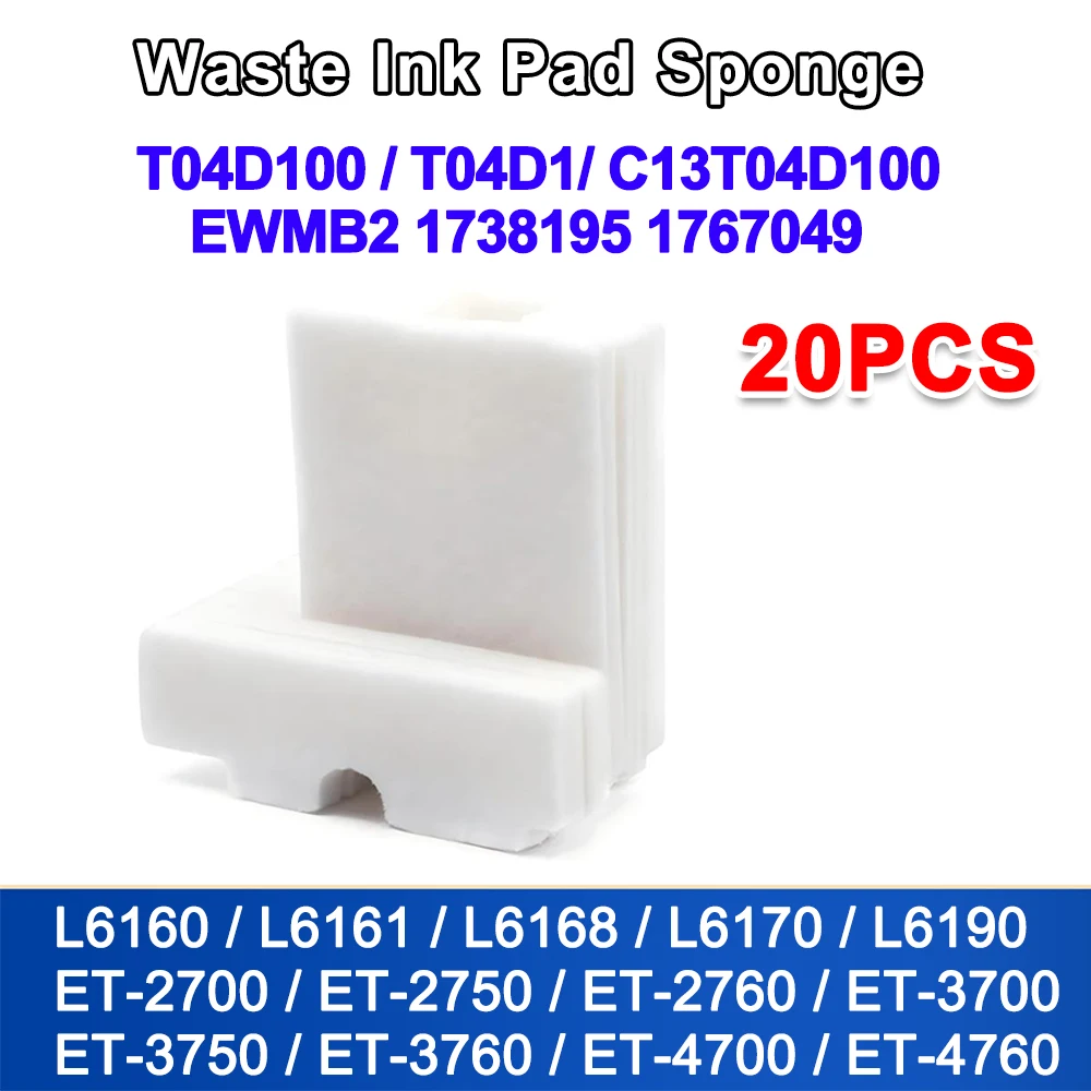 20 SETS T04D100 T04D1 Waste Ink Tank Pad Sponge For L6170 L6190 L6191 L6171 L6160 L6161 L6168 L6178 L6198 L14150 Waste Ink Pad