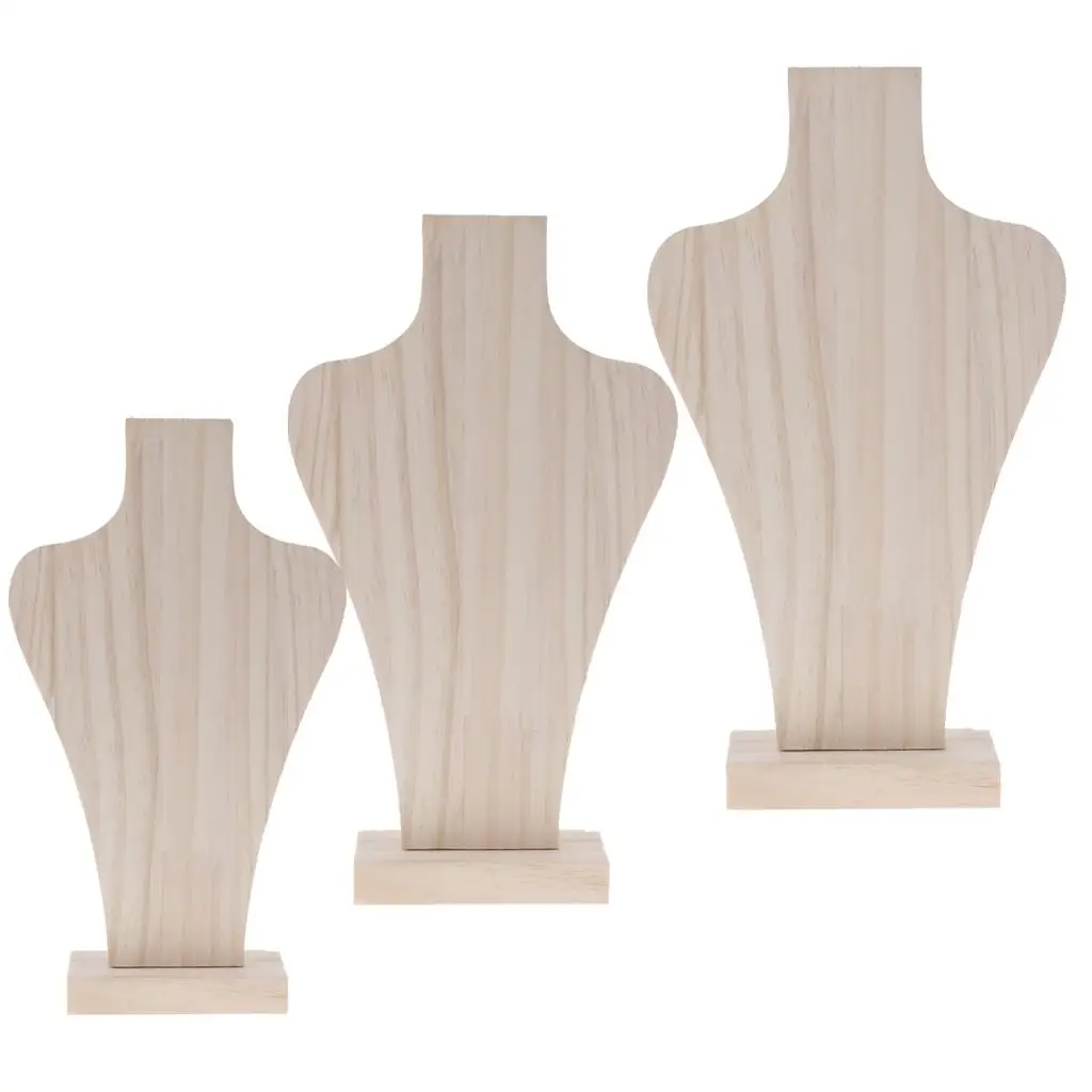 Wooden Jewelry Showcase Necklace Earrings Stand Bust Jewelry Organizers for Home Storage and Gift Use
