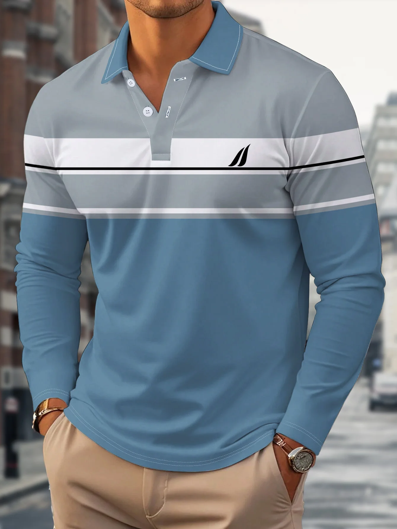 The new men's POLO shirt for Spring and Autumn 2025 is skin-friendly casual and fashionable with striped prints