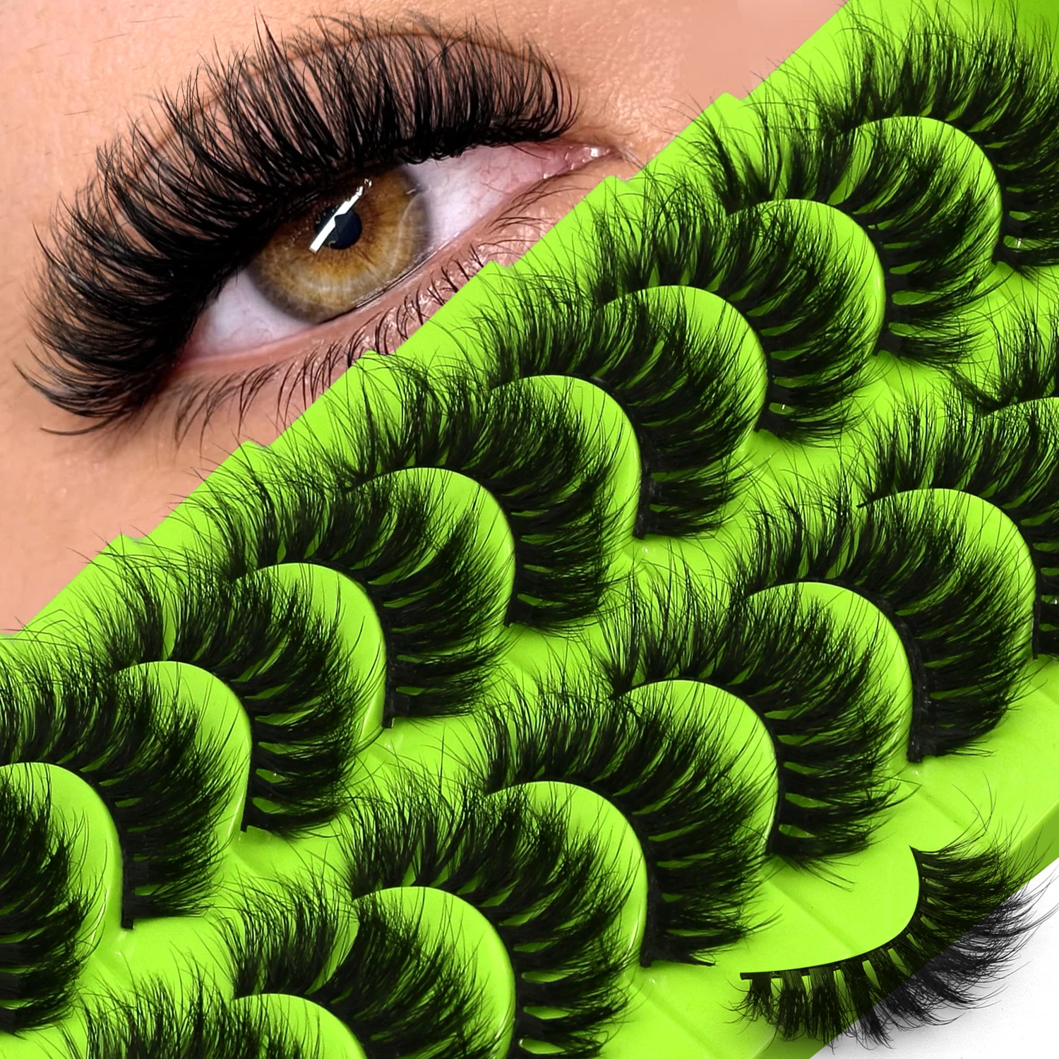 Lasvirey Pestanas fofas, pestanas grossas estilo olho de gato, pestanas postiças 8D fofas e volumosas dramáticas, pestanas postiças macias e encaracoladas, extensão de pestanas de vison falso, maquilhagem