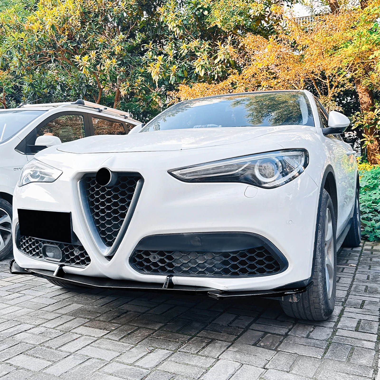 

3PCS Front Bumper Lip Spoiler Canards Splitter Lower Protector Blade Guard For Alfa Romeo Stelvio 2017-2025 ABS Body Kits