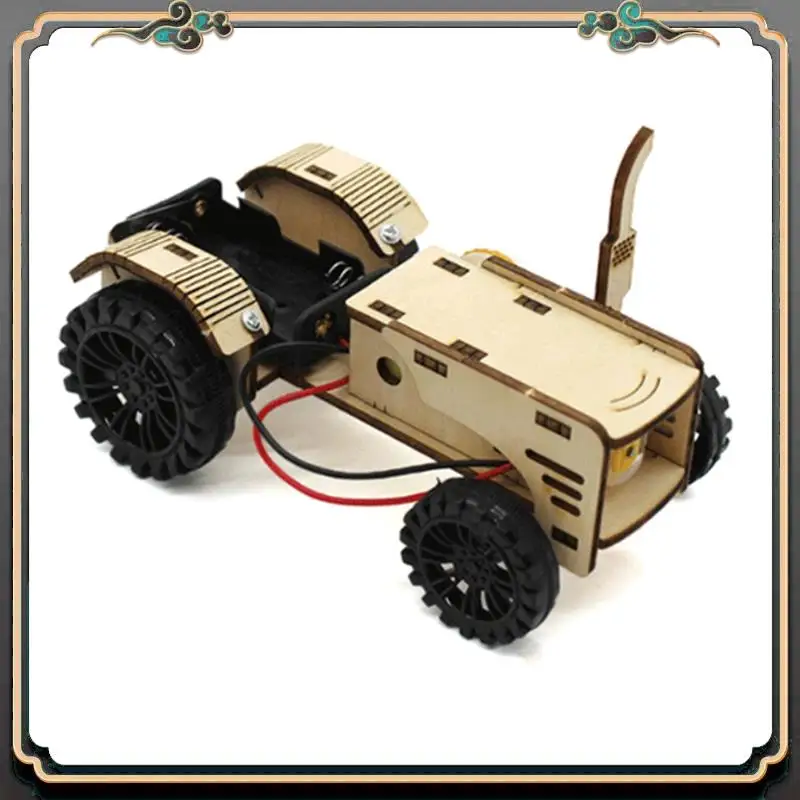 ASMA-DIY Wooden Tractor Car DIY Model Teaching Learning Stem Project Kit Wooden Tractor Car 1Set