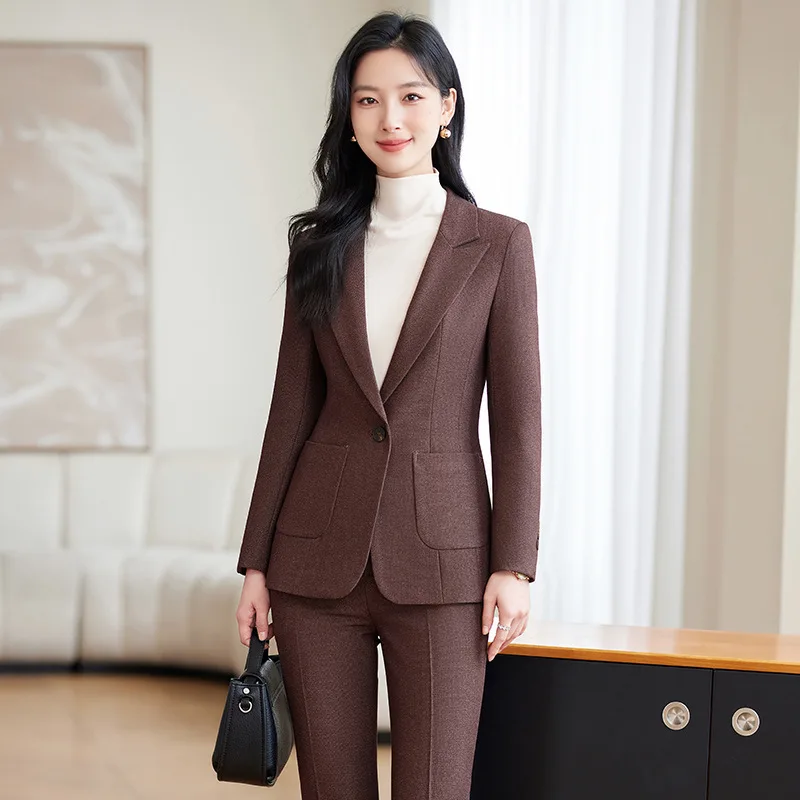 

Dark Brown High-End Suit Women2024New Spring Career Jewelry Shop Workwear Women's Suit Jackets