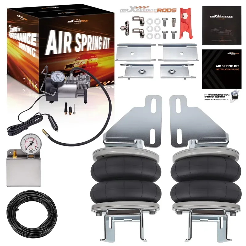 Air Suspension Bellows + 12V Compressor Kit for Mercedes-Benz Sprinter 2006-2022 RWD/FWD 4000 KG