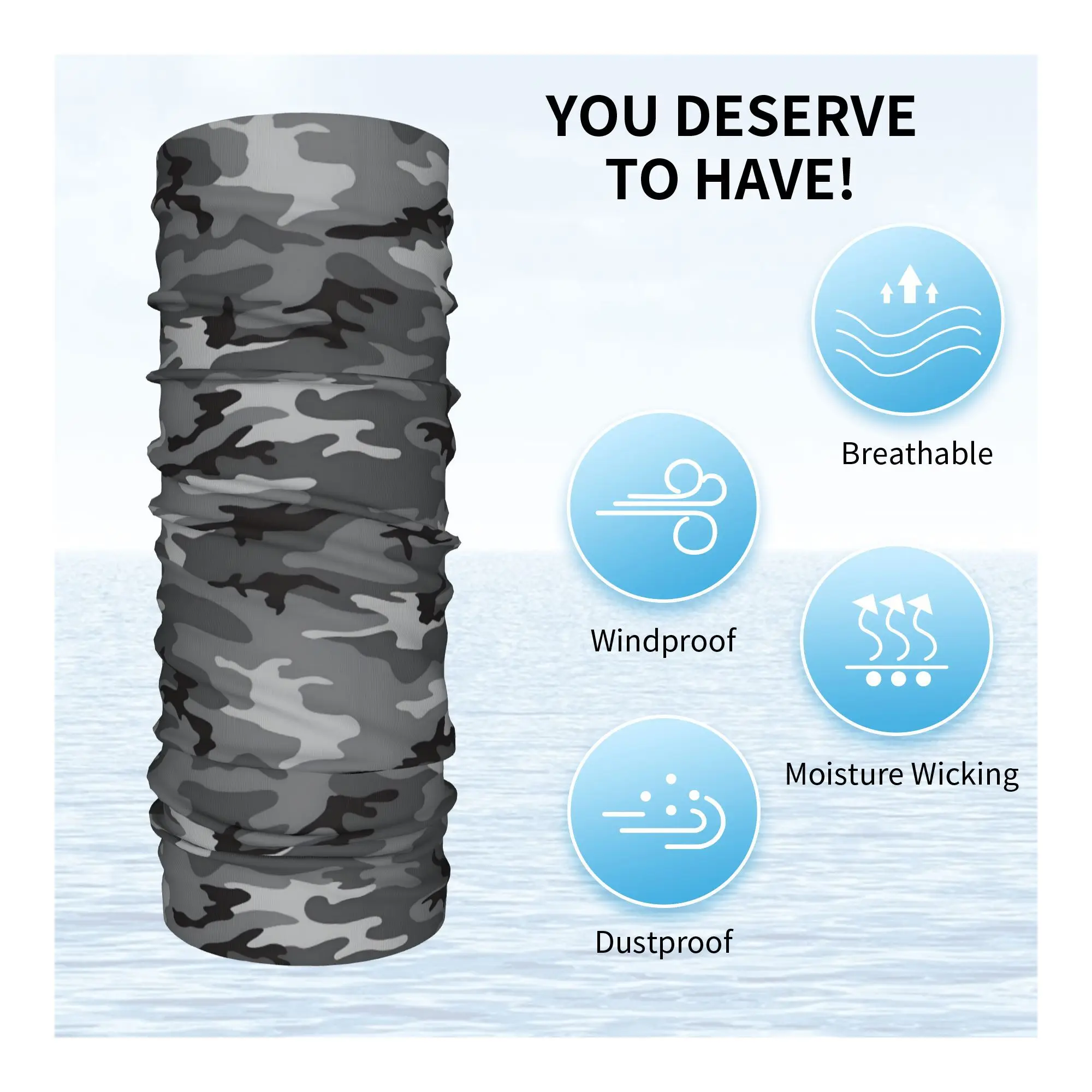 Custom WW2 Camo Bandana Neck Gaiter UV Protection Face Scarf Cover Men Women Military Army Headband Tube Balaclava