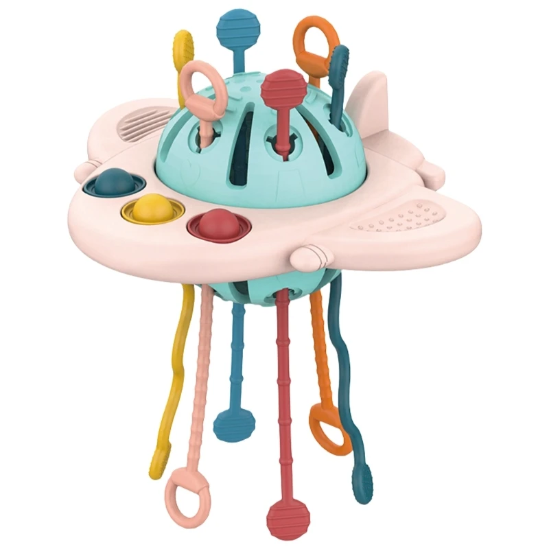 

Baby Teether Sensory Aircraft Toy Bright Colors Birthday Shower Gifts Baby Sensory Toy Baby Toddler Grip Pull Cord