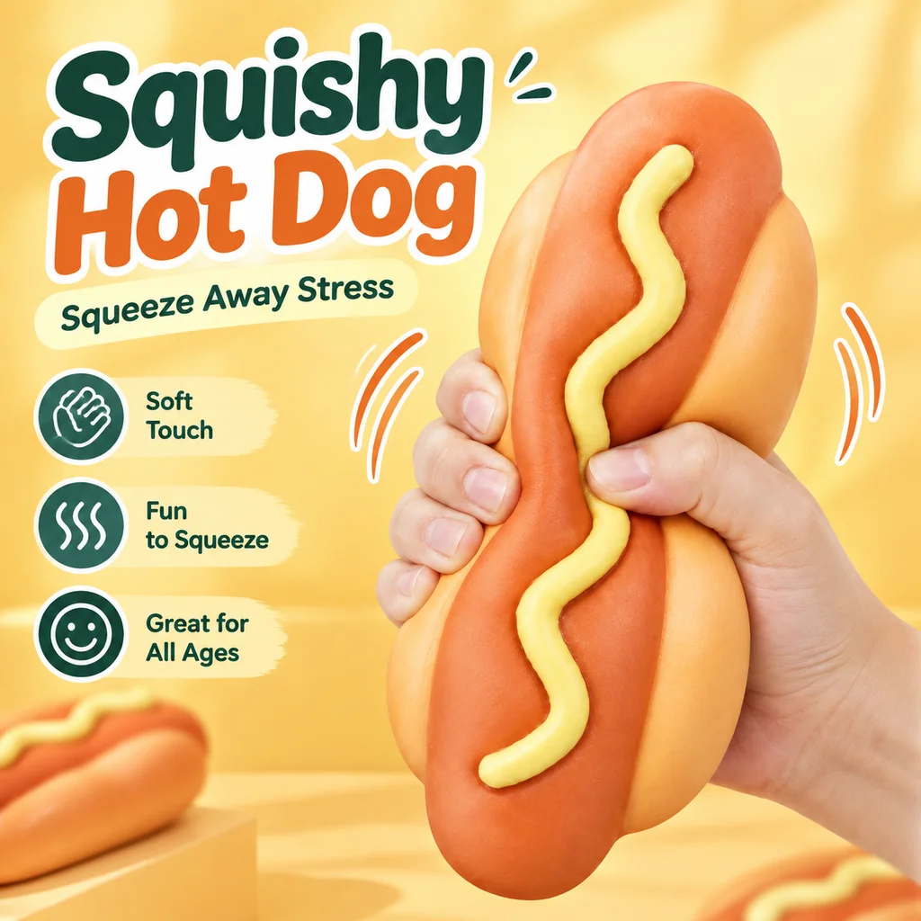 Cheese Hot Dog Squishy Toy TPR Stress Relief Fidget Simulation Food Play Kids Educational Toy Funny Gift Novelty Hot Selling