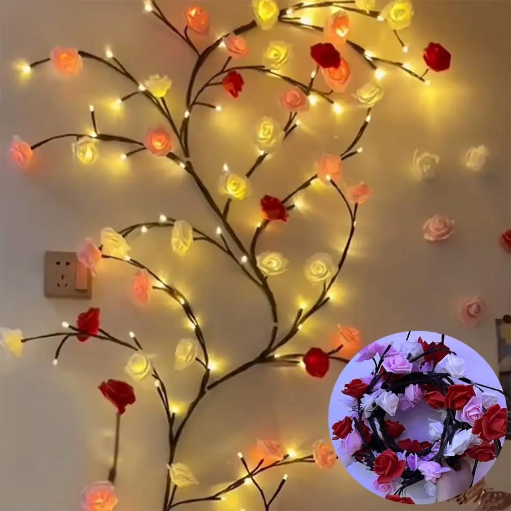 

New With Remote Rose Blossom Branch Light USB Supply Rose Pattern Led Branch Lights 8 Light Modes Vine Lamp Decor Garland