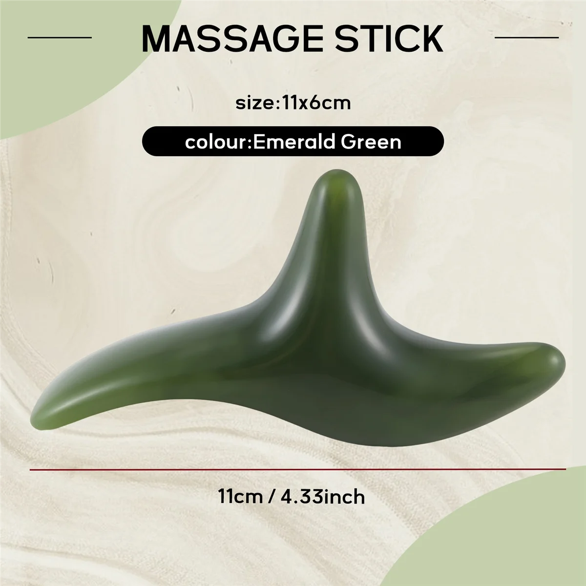 Cera d'api verde naturale Giada Viso Gua Sha Massaggiatore a triplo angolo Bordo Asta Corpo Piede Punto di agopuntura Bastone da massaggio Strumento di salute