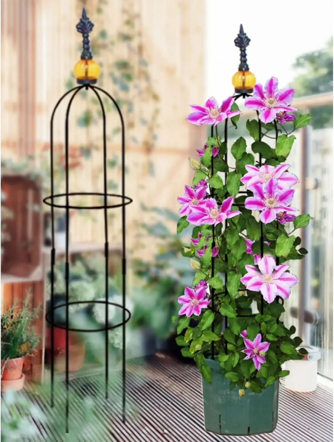 4 Pack Garden Tower Obelisk Stake Plant Support Stakes Garden Trellis for Climbing Plants Arch Pergola Arbor Tomato Cages Outdoo