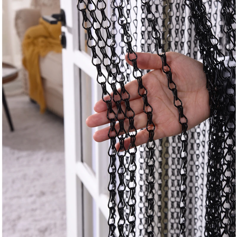 Anti-Fly Aluminium Chain Door Screen – Black Metal Insect Barrier for Kitchen, Restaurant, Patio & Warehouse