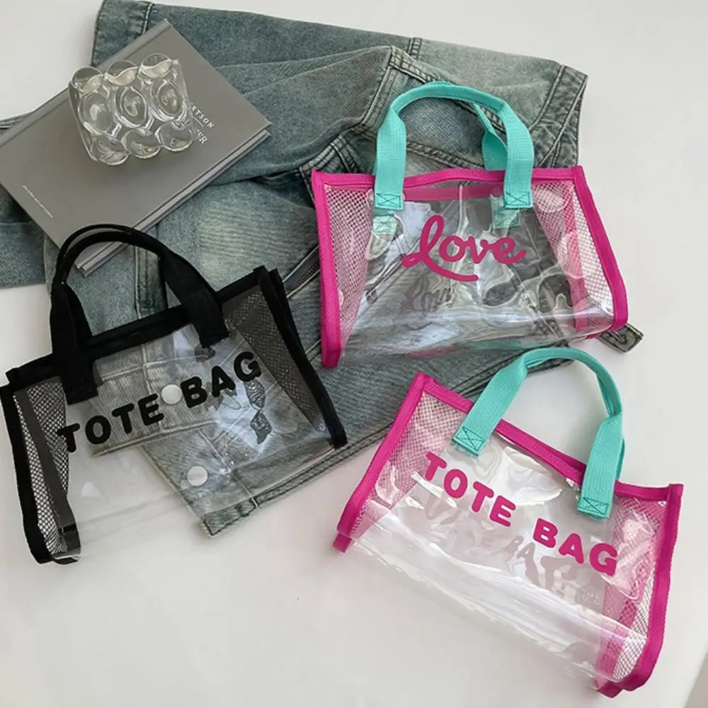 

Портативная универсальная пляжная сумка из ПВХ, летняя повседневная прозрачная желейная сумка, сетчатая водонепроницаемая сумка большой вместимости, уличная сумка