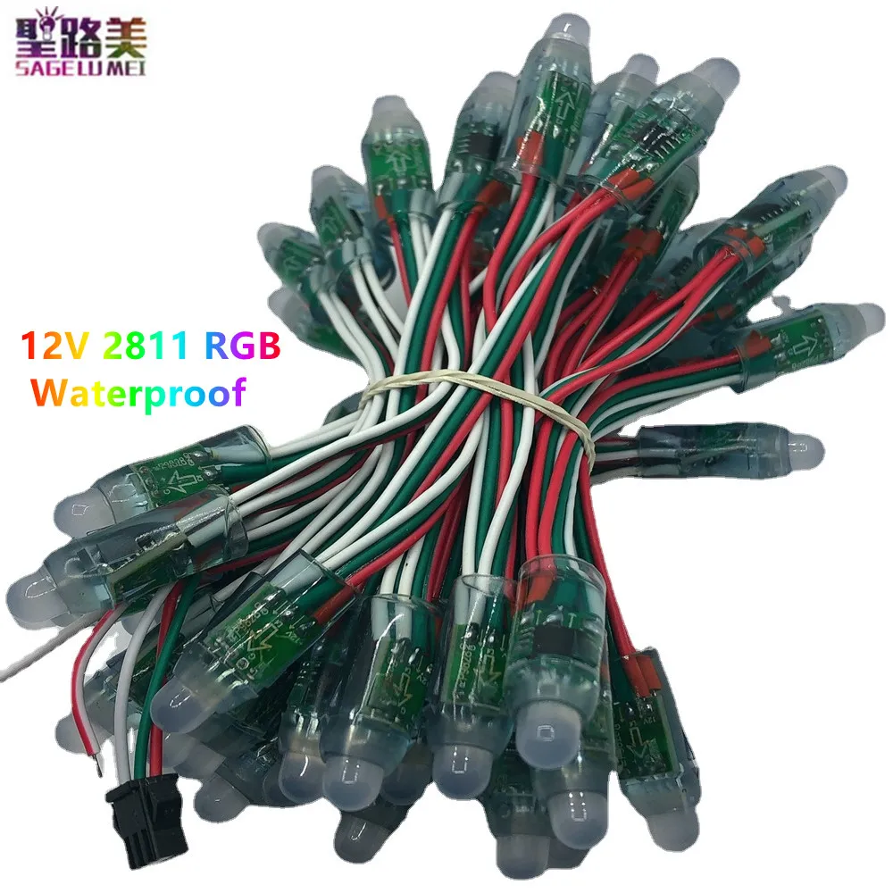 50pcs/lot 12mm DC5V 12V addressable Led module  WS2811 IC Digital Waterproof  Christmas String Pixel Light For letter display