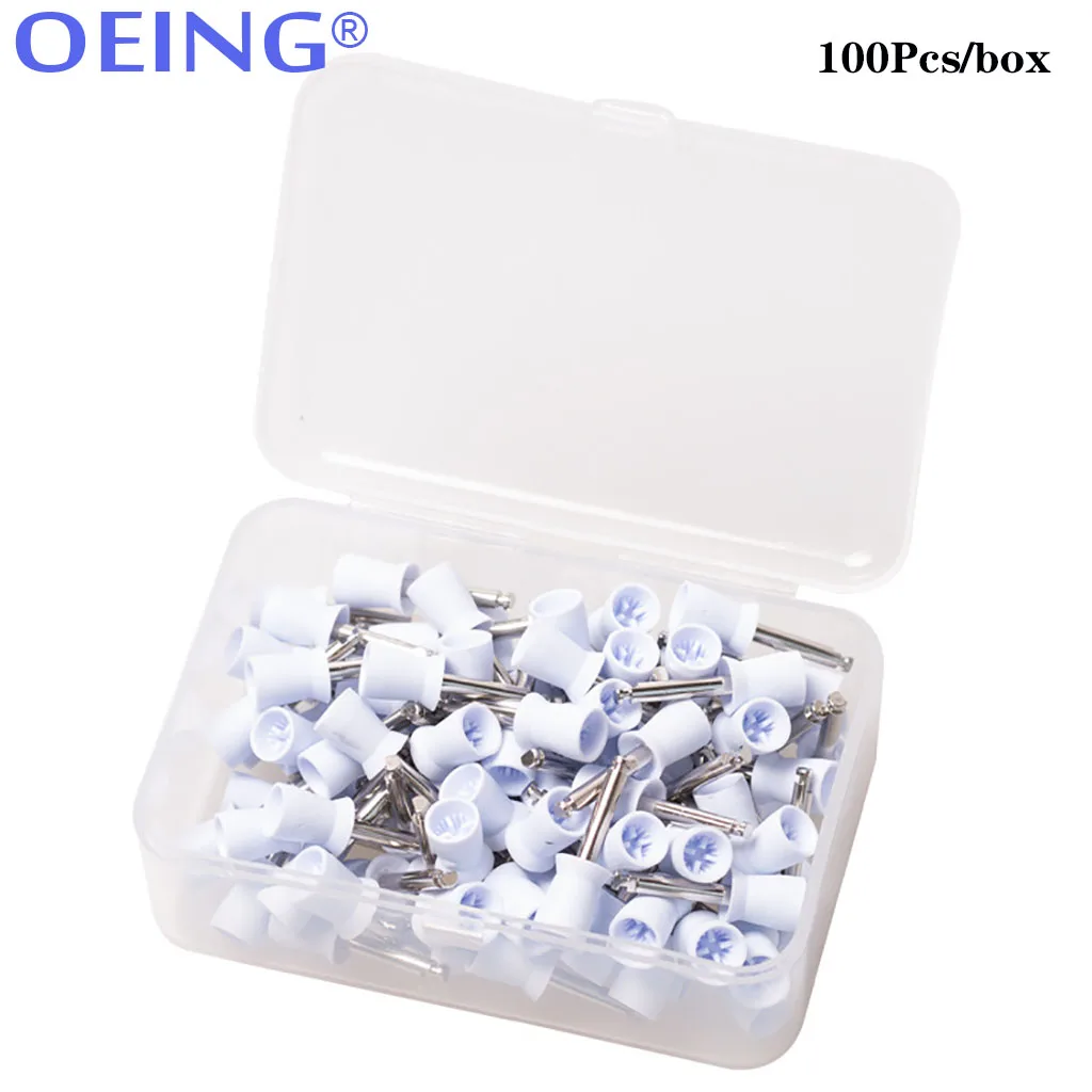 OEING 100pcs/box Dental Polishing Cup Tooth Polish Colorful Rubber Brush Polisher Prophy for Low Speed Handpiece Oral hygiene