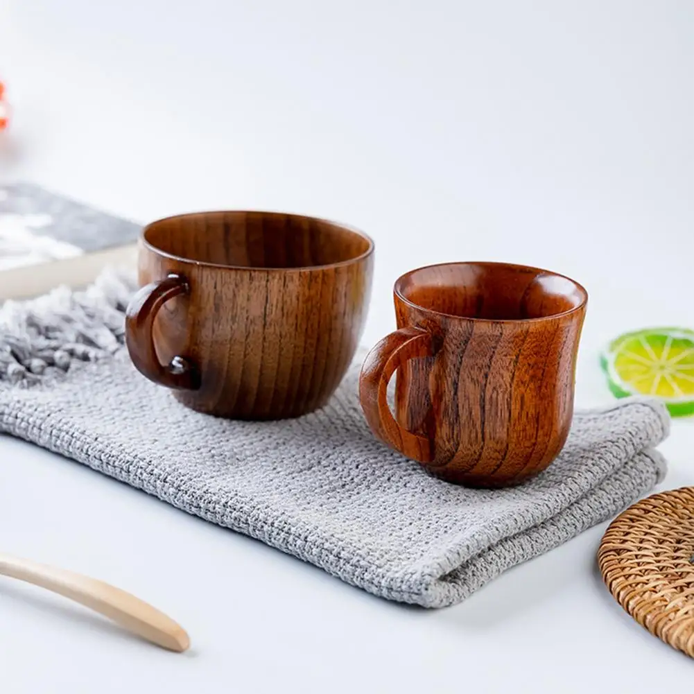 Jujube Wood Water Mug Home Supply Water Cup Easy to Clean Anti-Fade Eco-friendly Minimalistic Handle Drink Water Various Styles