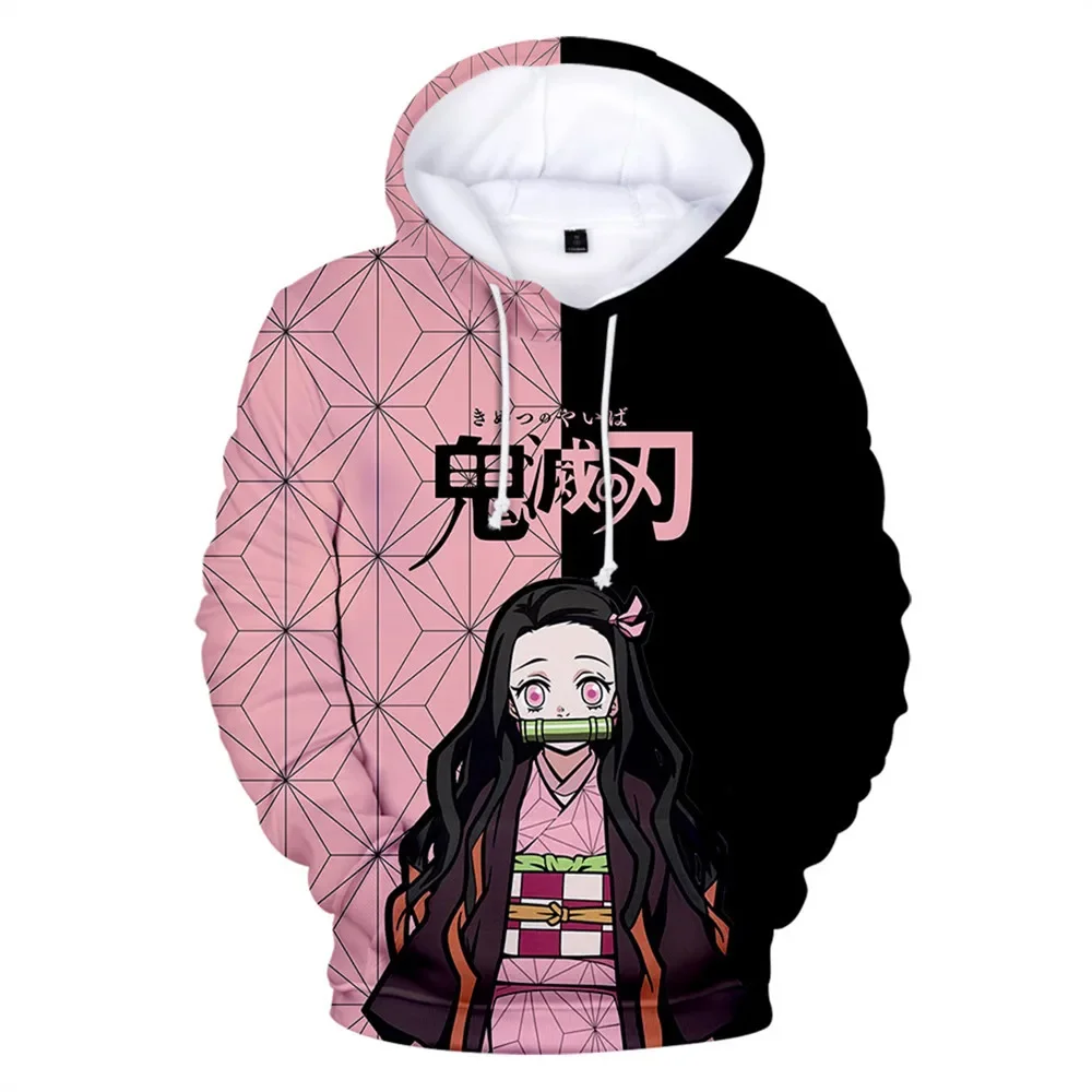 2024 Hoodies for Kids Kawalii Cartoon Hoodie Demon Slayer Print Fashion Autumn Outdoor Clothes Children Girls Sweatshirts Tops