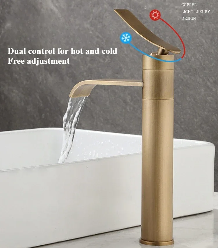 Antique Bronze Basin Faucets Bathroom Faucet Hot & Cold Brass Bathroom Sink Faucet Deck Mounted Lavotory Faucet Mixer Water Tap