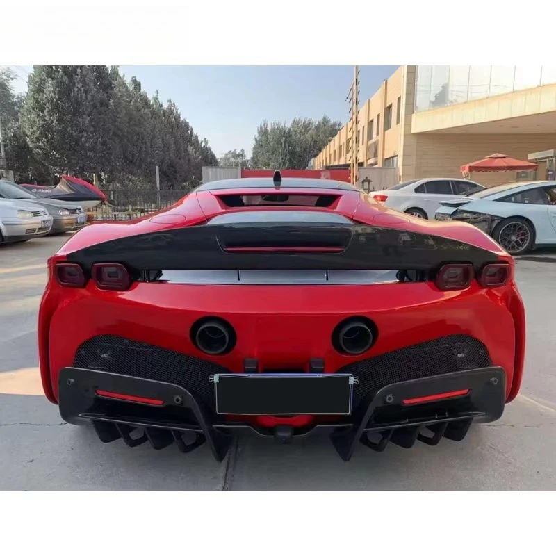 Suitable for SF90 Modified Dry Carbon Fiber Tail Wing Car Special Non Perforated Fixed Wind Wing Simple Installation