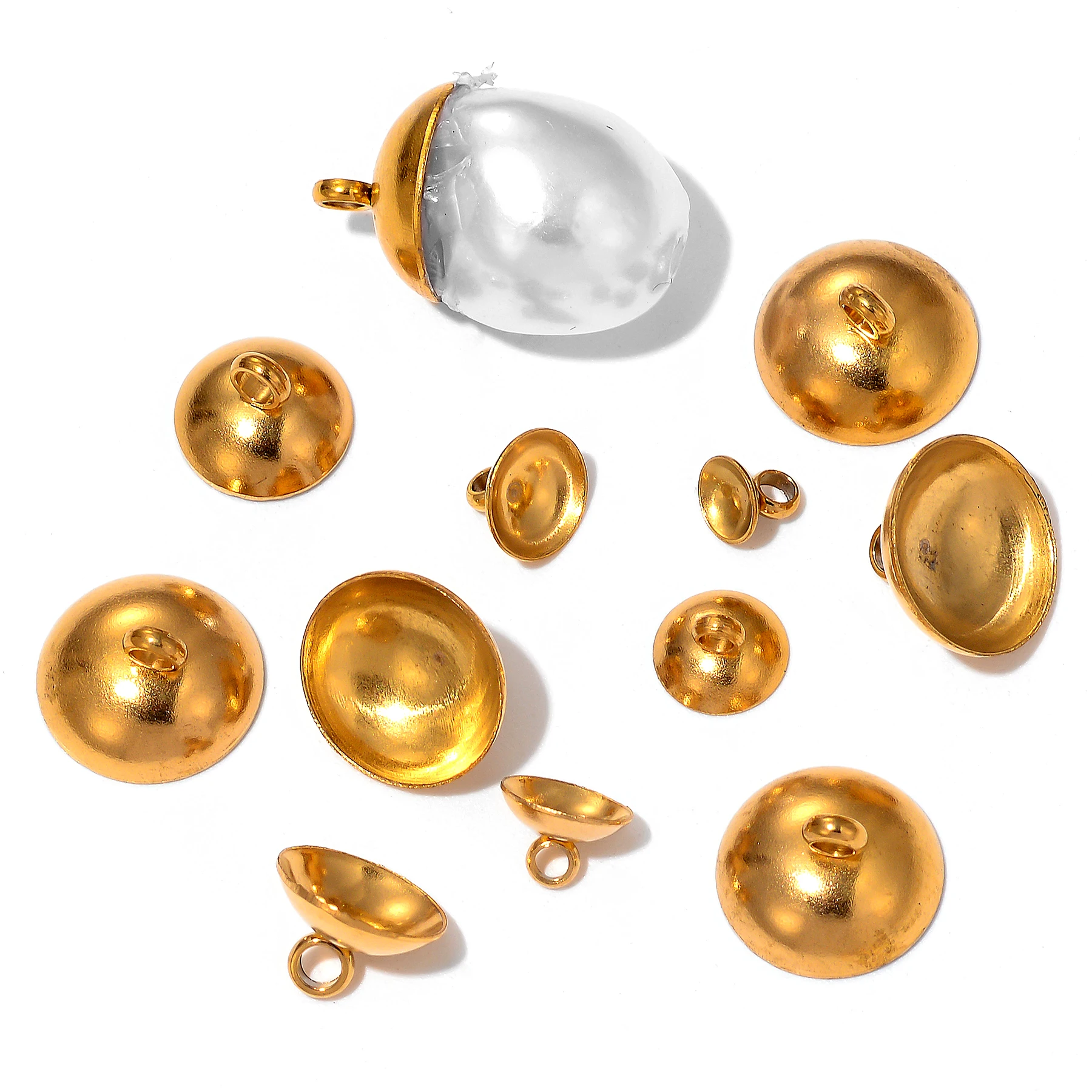 

10Pcs Stainless Steel Beads End Caps Connector Fit Round Beads Pendants for DIY Necklace Bracelet Earrings Making Findings