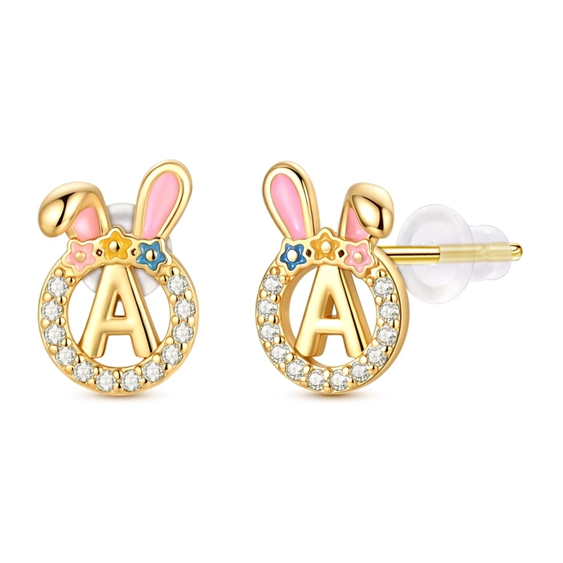 925 Sterling Silver Letter Zircon Earrings Women Fit Earrings Women Stud Earring For Anniversary Wedding Jewelry Gifts
