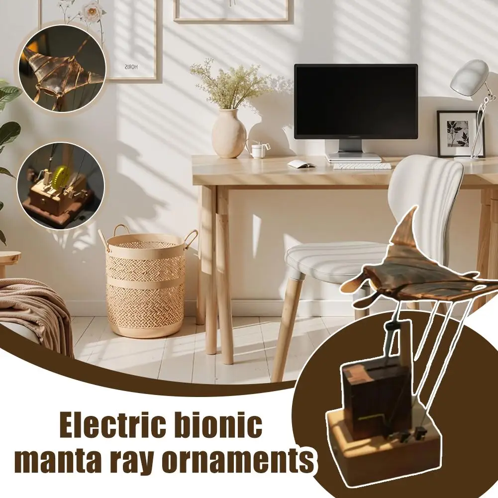 تمثال مانتا راي الخشبي المصنوع يدويًا، تمثال راي ناقل الحركة الميكانيكي الدقيق، تمثال راي الفني الميكانيكي #3