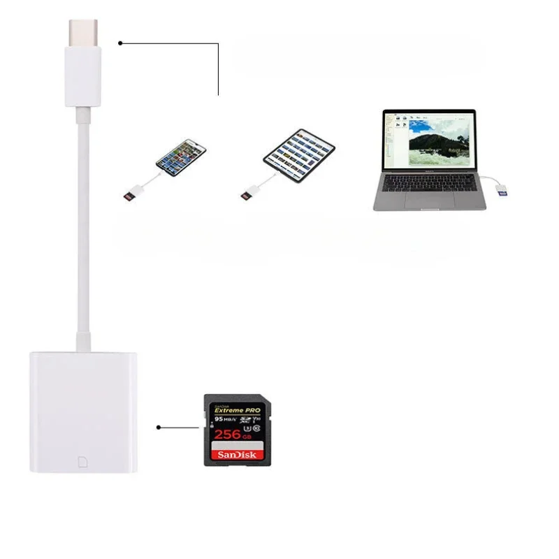 Lector de tarjetas de memoria USB tipo C a SD, adaptador TF para iPhone 15, Huawei, Xiaomi, SD, TF, convertidor de datos para tarjeta de cámara