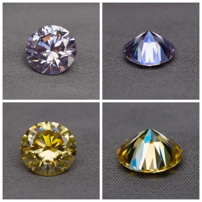 Moissanite Stone Round Cut Rainbow Purple Color DIY Charms Jewelry Making Ring Necklace Earrings Main Materials Certificate