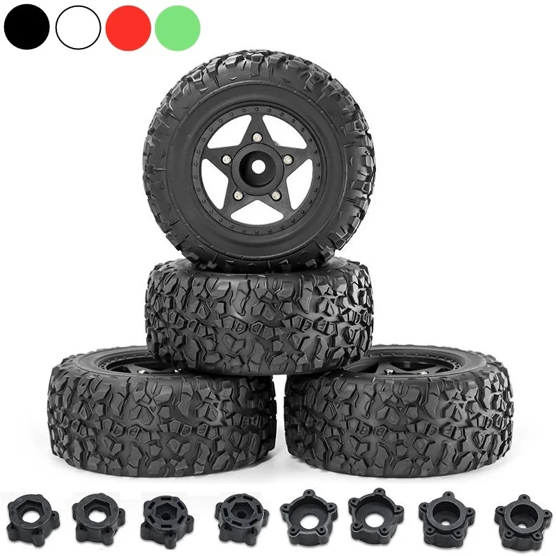 4Pcs 109mm 1/8 1/10 Short Course Truck Tire with 12mm 14mm 17mm Wheel Hex for TRAXXAS Slash ARRMA SENTON Vkar SCTX10 HPI RC Car