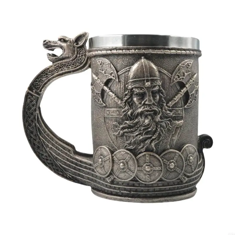 

31KA Beer Mug Stainless Steel Liner Nordic Symbol Coffee Drink Cup for Men