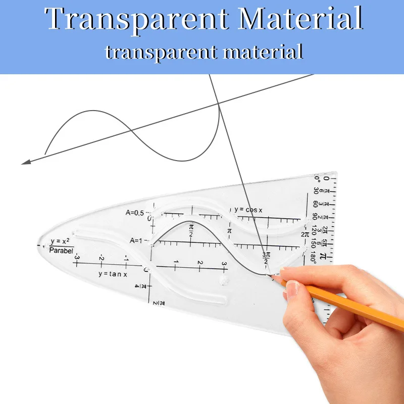 1Pcs Multifunctional Geometric Drawing Ruler Student Learning Function Plane Graphics Corner Template Safe Material