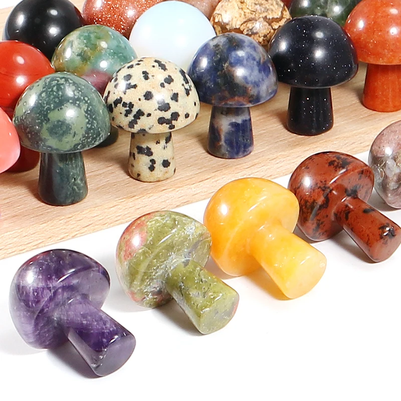 Natural Crystal Mushroom Carving Figurine 20Pcs 16x22mm Gemstone Healing Energy Reiki Meditation Desk Decor Wholesale Gift