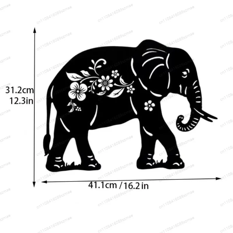 Iron Elephant Silhouette Garden Stake, Animal Metal Craft Decoration for Lawn & Outdoor Yard