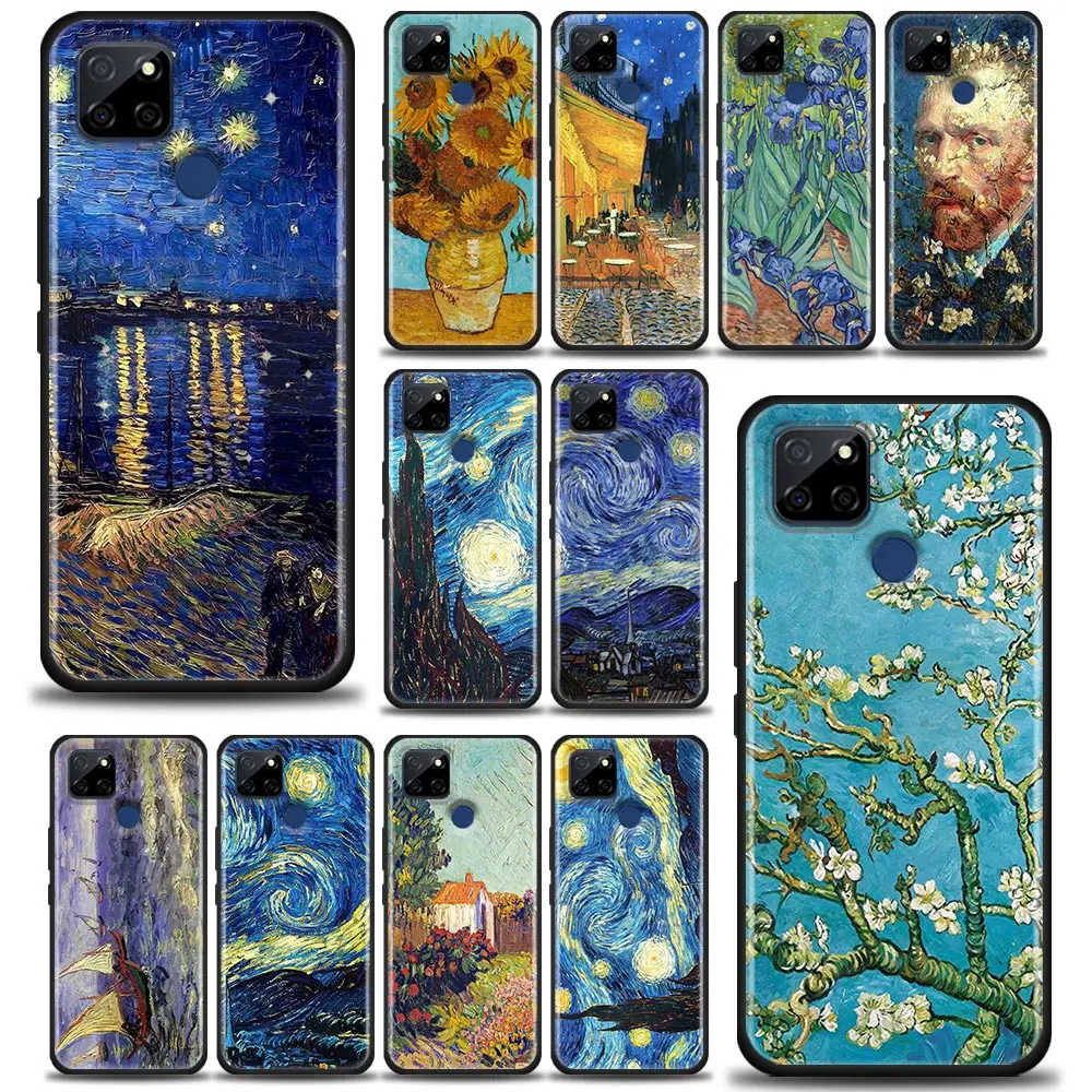 Starry Sky Van Gogh Oil Painting Sunflower Case For Realme 5 6 Pro 6i 7 5G 7i 8 5G 8i 9i 9 Pro Plus Phone Shell Cases Soft Cover