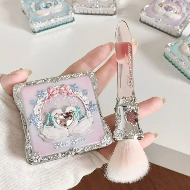Flower Knows Snow Ballet Collection Point Brush Pink Blue Blusher Cheek Durable Makeup Brush Tool