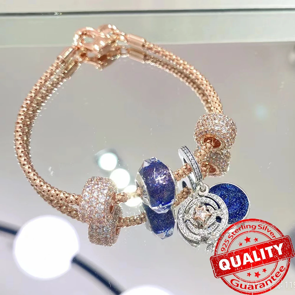 Nieuwe 925 Sterling Zilveren Galaxy Hart Medaillon Charme Voor Pandora Armband Blauwe Vlinder Bedels Voor Vrouwen Ketting Diy Sieraden