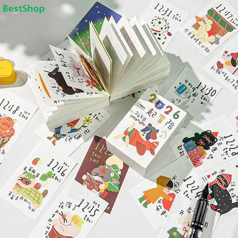 

♥ Ежедневный мини-календарь на 365 дней – милые отрывные страницы с мультяшными иллюстрациями и вдохновляющими цитатами для рабочего стола