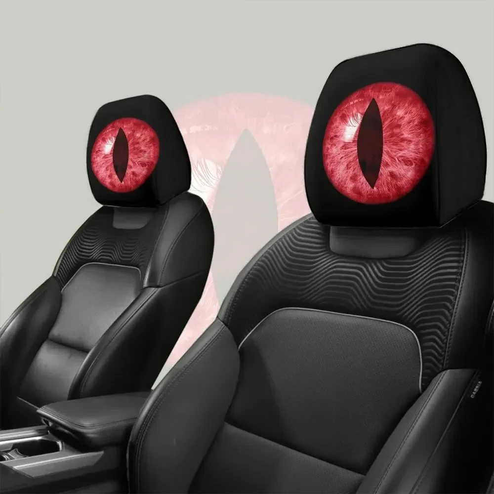 Red Dragon Eye Devil Eye Breathable Car Headrest Cover 2pcs Personalized Boyfriend Gift Auto Interior