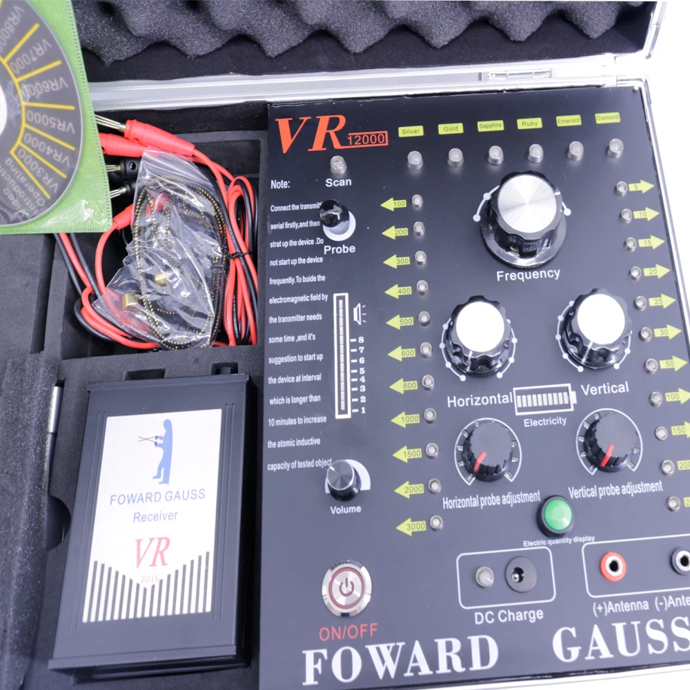 VR12000 نطاق كاشف المعادن جوهرة الذهب بالموجات فوق الصوتية تحت الأرض 100-3000 متر عمق 5-250 متر