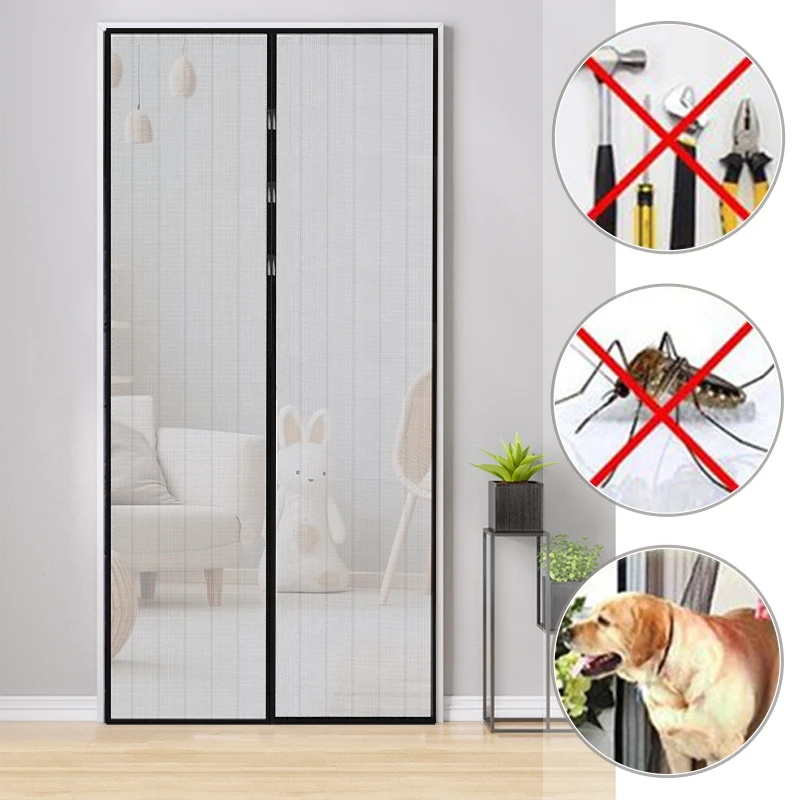 Magnetic Door 100x210CM Mesh Mosquito Net Mosquito Proof Door Curtai Partition Curtain Kitchen Automatically Close Door Screen