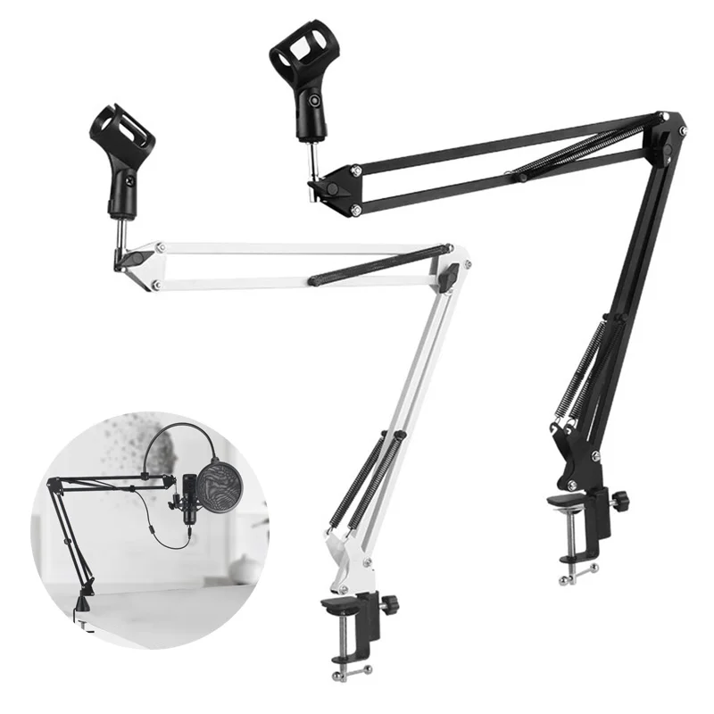 

Adjustable Microphone Suspension Boom Scissor Arm Stand Desktop Lazy Universal Microphone Bracket Compact Mic Stand For Broadcas