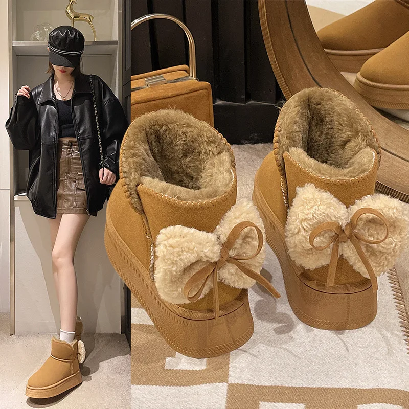

Autumn and Winter Snow Boots Flat Suede Surface for Women 2025 Fleece-lined Thickened Fairy Style Non-slip Warm Short Boots