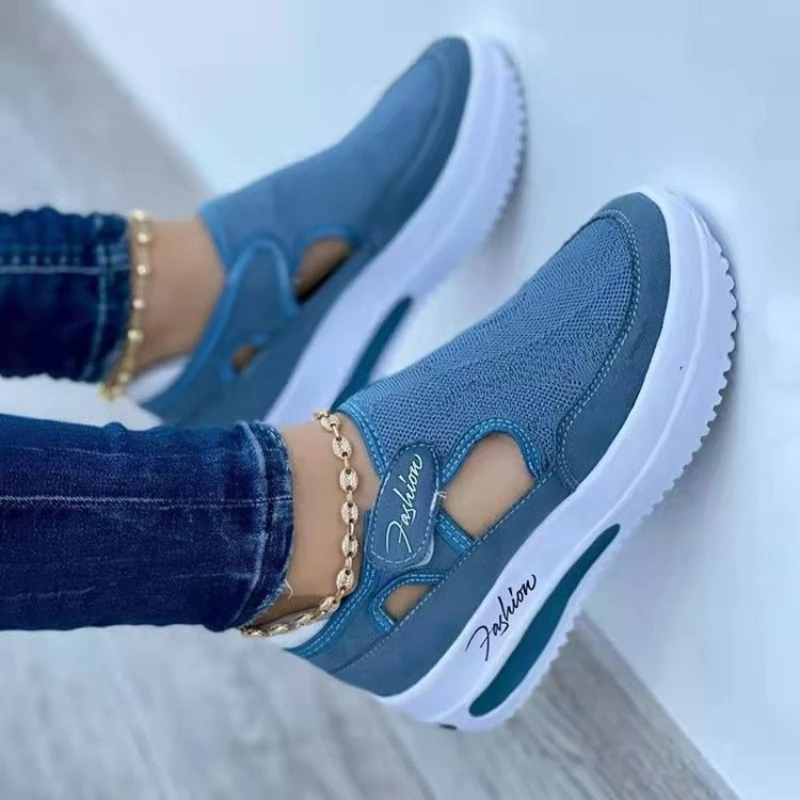 

Women Fashion Vulcanized Sneakers Platform Solid Color Flats Women Shoes Casual Breathable Wedge Lady Walking Non Slip Sneakers