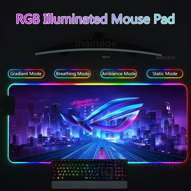

City ASUS Rog Mouse Pad Backlight MousePad RGB Led Art Large Keyboard Desk Mats XXL Gaming Accessories Mouse Mat Gamer 900x400